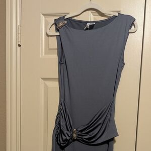 H&M Slate Blue Maxi Dress with Elegant Knot Accent